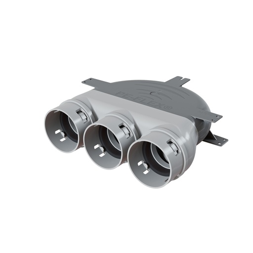 [230-014] PE-FLEX plenum box ceiling adapter 3xø75 - 125mm socket